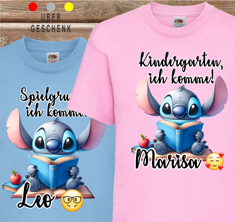 Kinder-SHIRT für Kindergarten, Schule, ich komme! Stich.