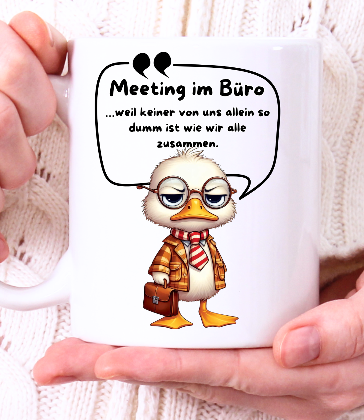 Emaillierte oder Keramiktasse „Meeting im Büro“.