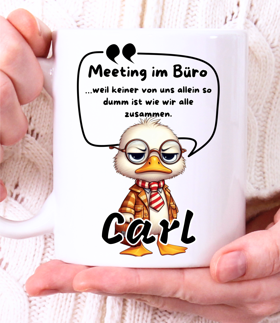 Emaillierte oder Keramiktasse „Meeting im Büro“.