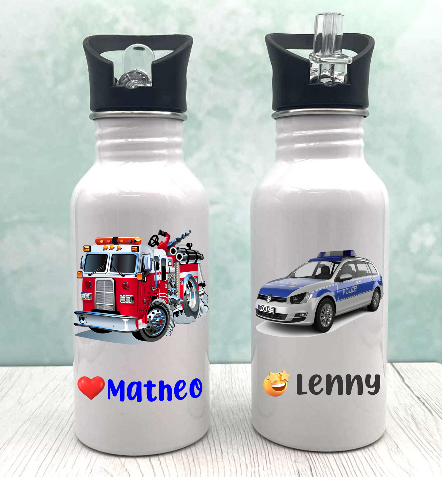 Kinderflasche „Fahrzeuge Auswahl“ – für Kindergarten oder Schule.