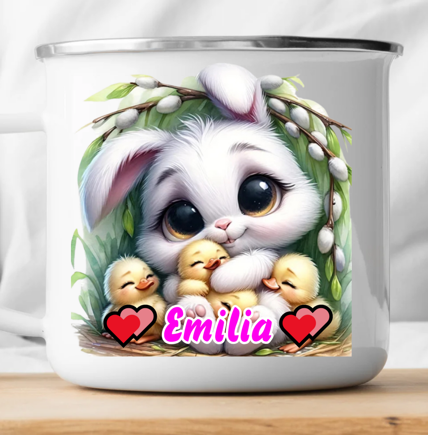 Rabbit is happy personalized mug.