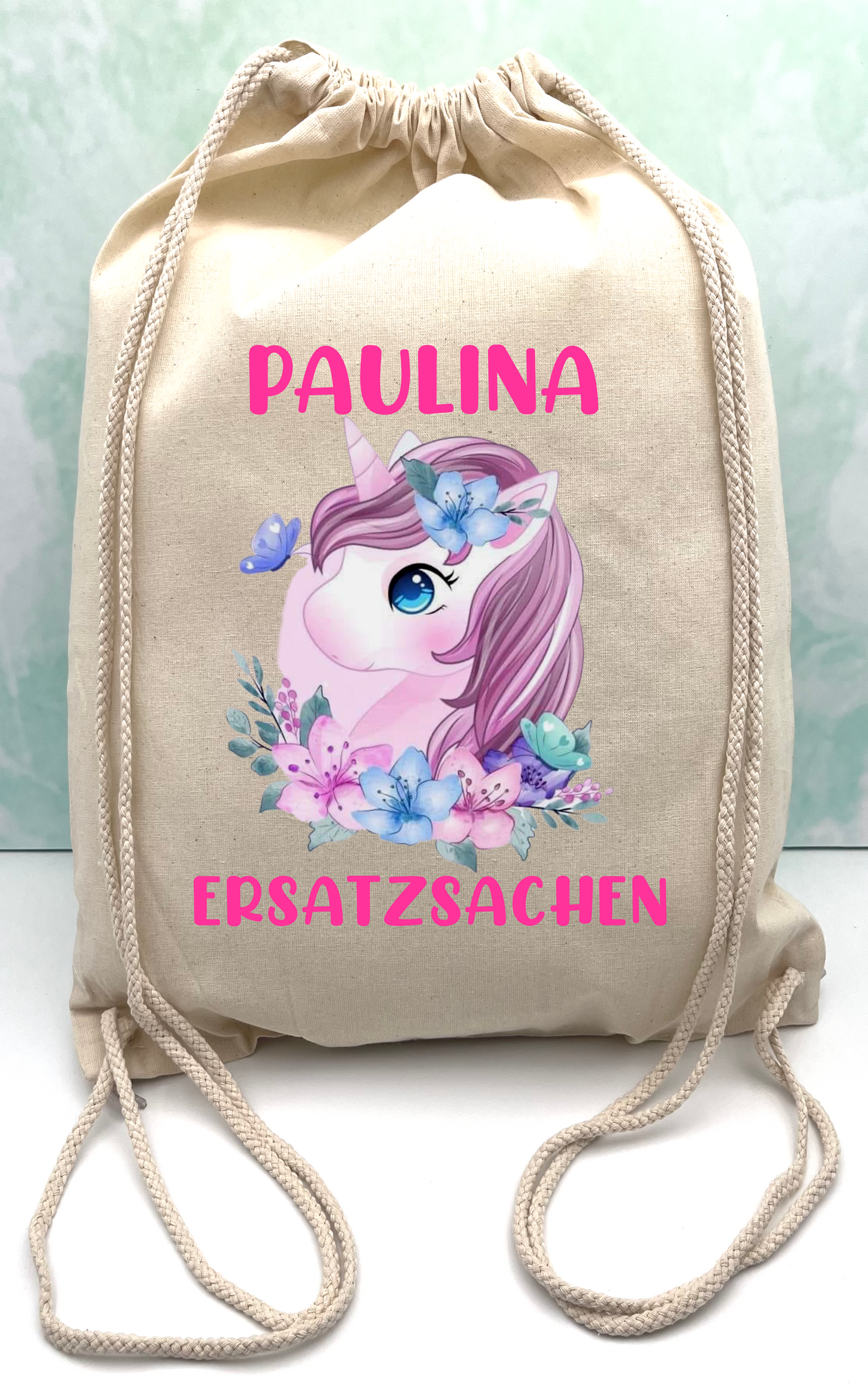 Beutel für Ersatzkleidung für den Kindergarten-Personalisierte Einhorn