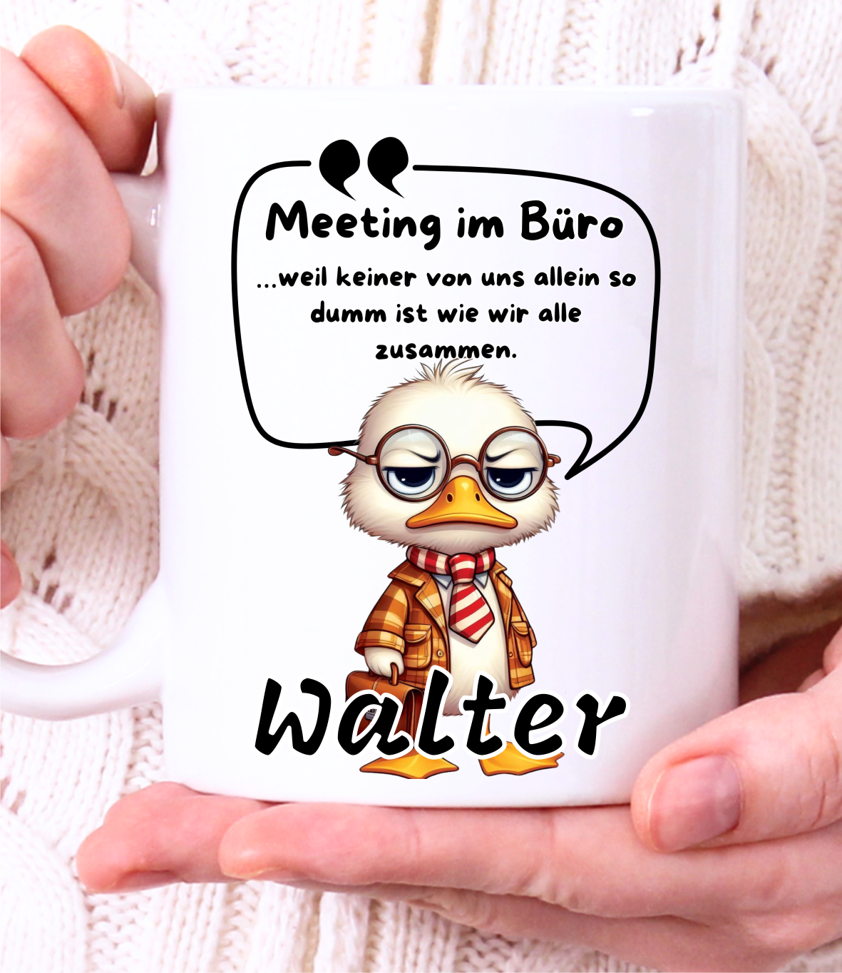 Emaillierte oder Keramiktasse „Meeting im Büro“.