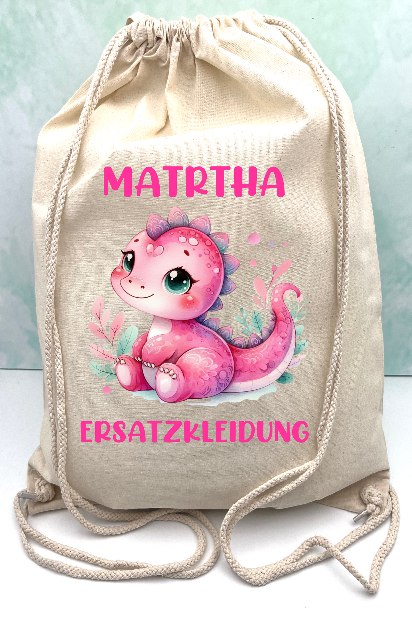 BEUTEL personalisierte DINO ROSA