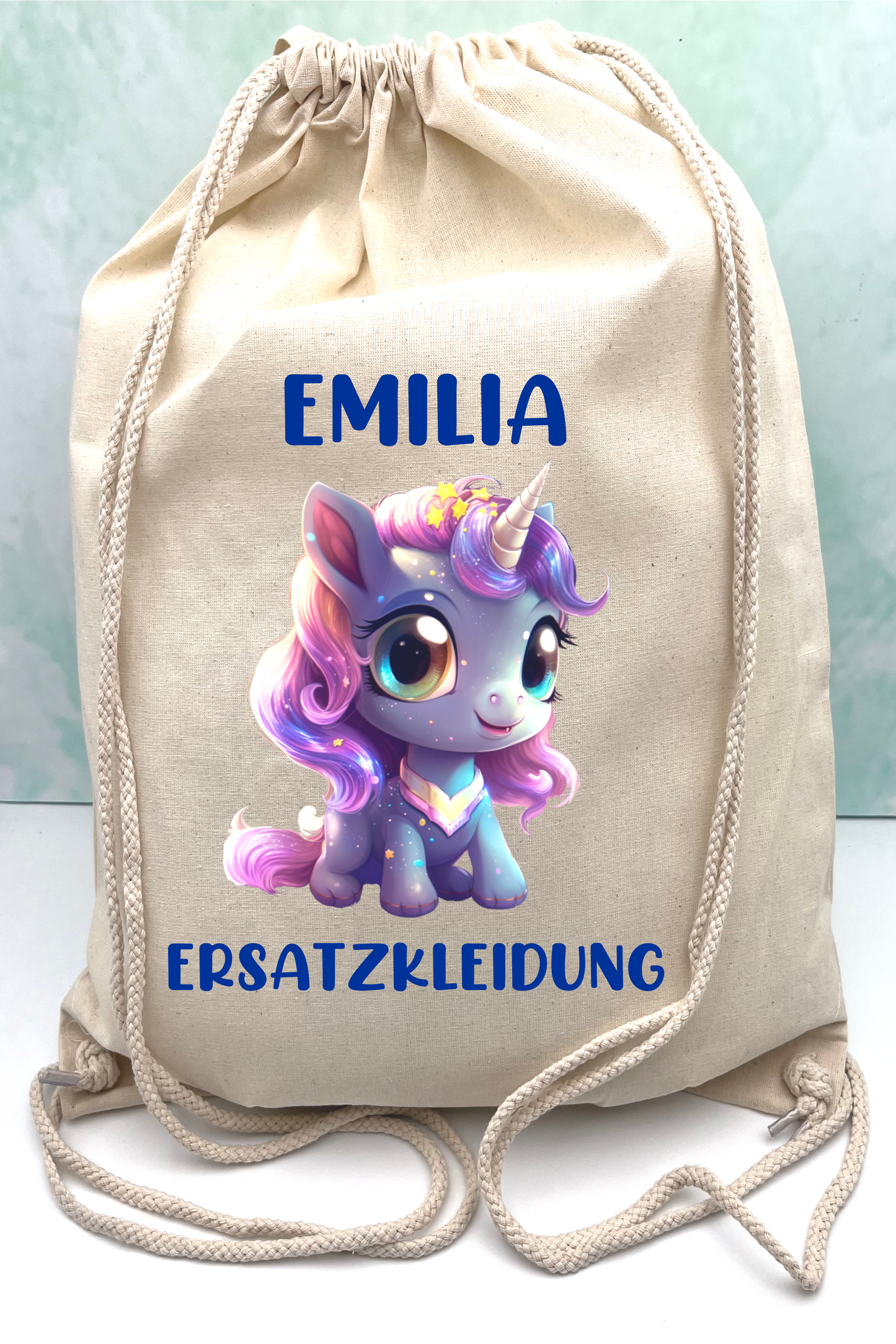 Beutel für Ersatzkleidung für den Kindergarten-Personalisierte Einhorn6