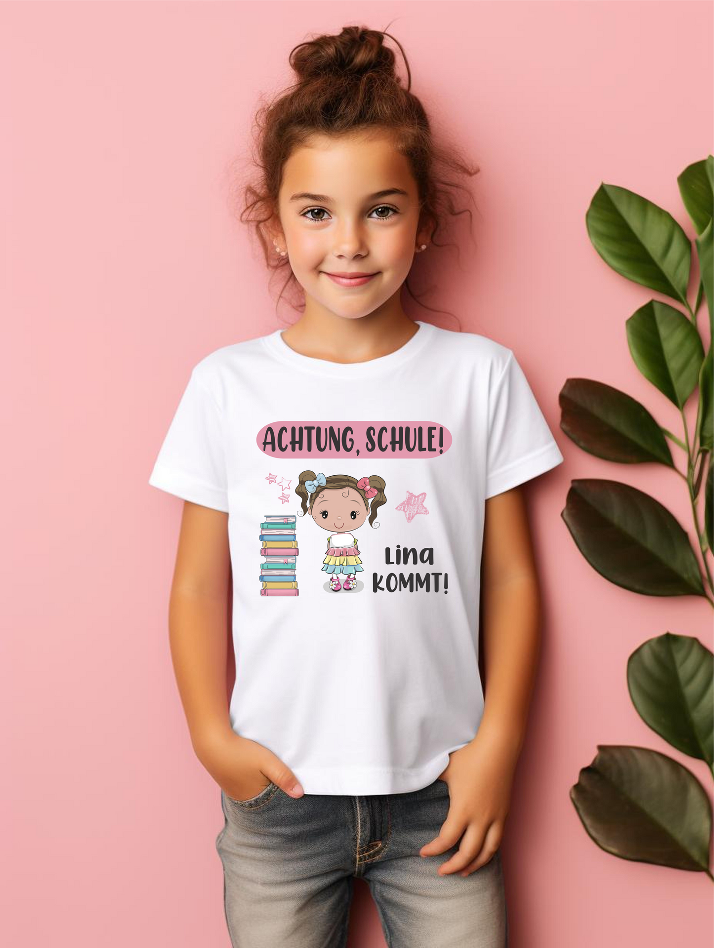 Children's SHIRT for first grade, Attention, School! For girls