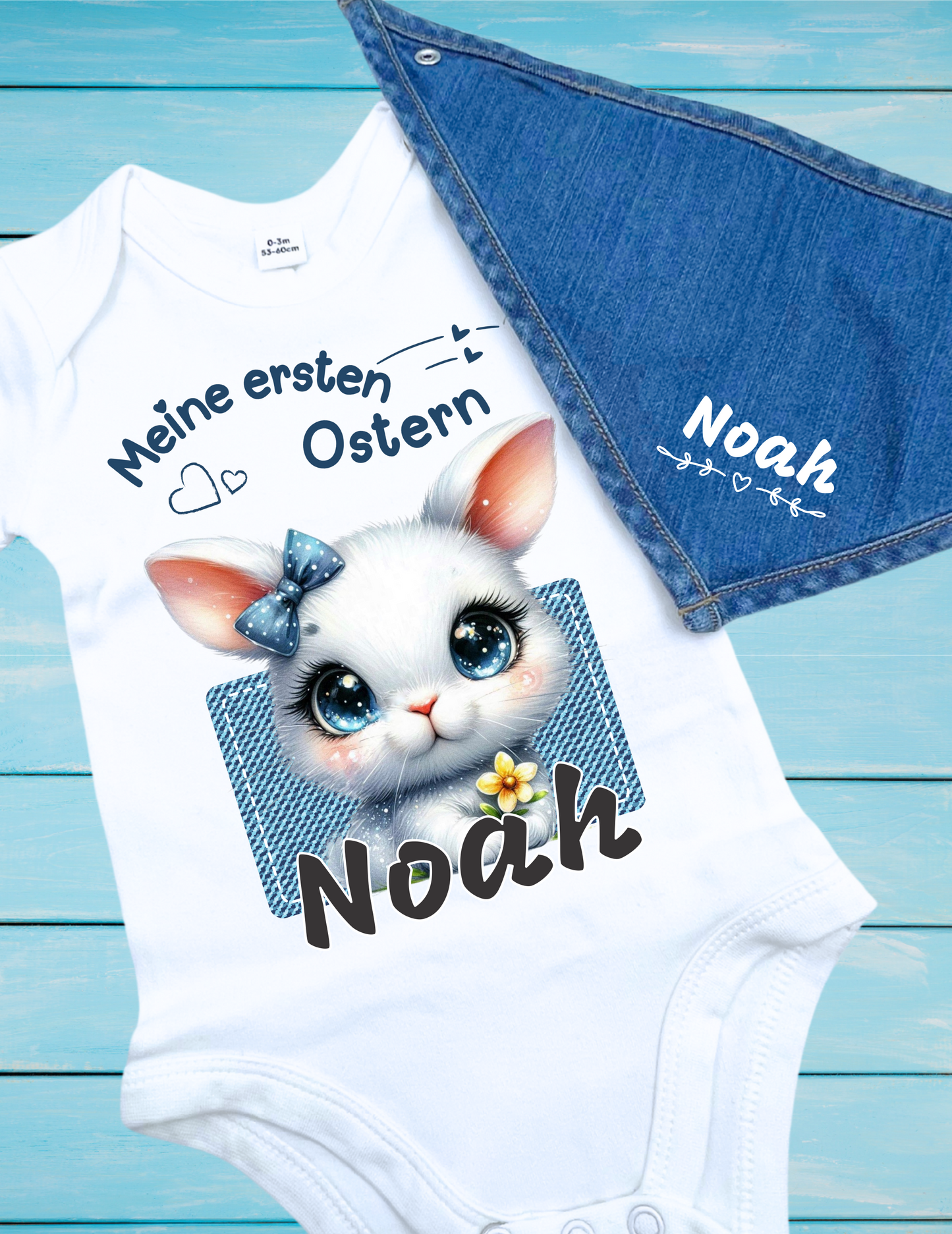 Baby set: bodysuit and bib - Easter; for boys and girls