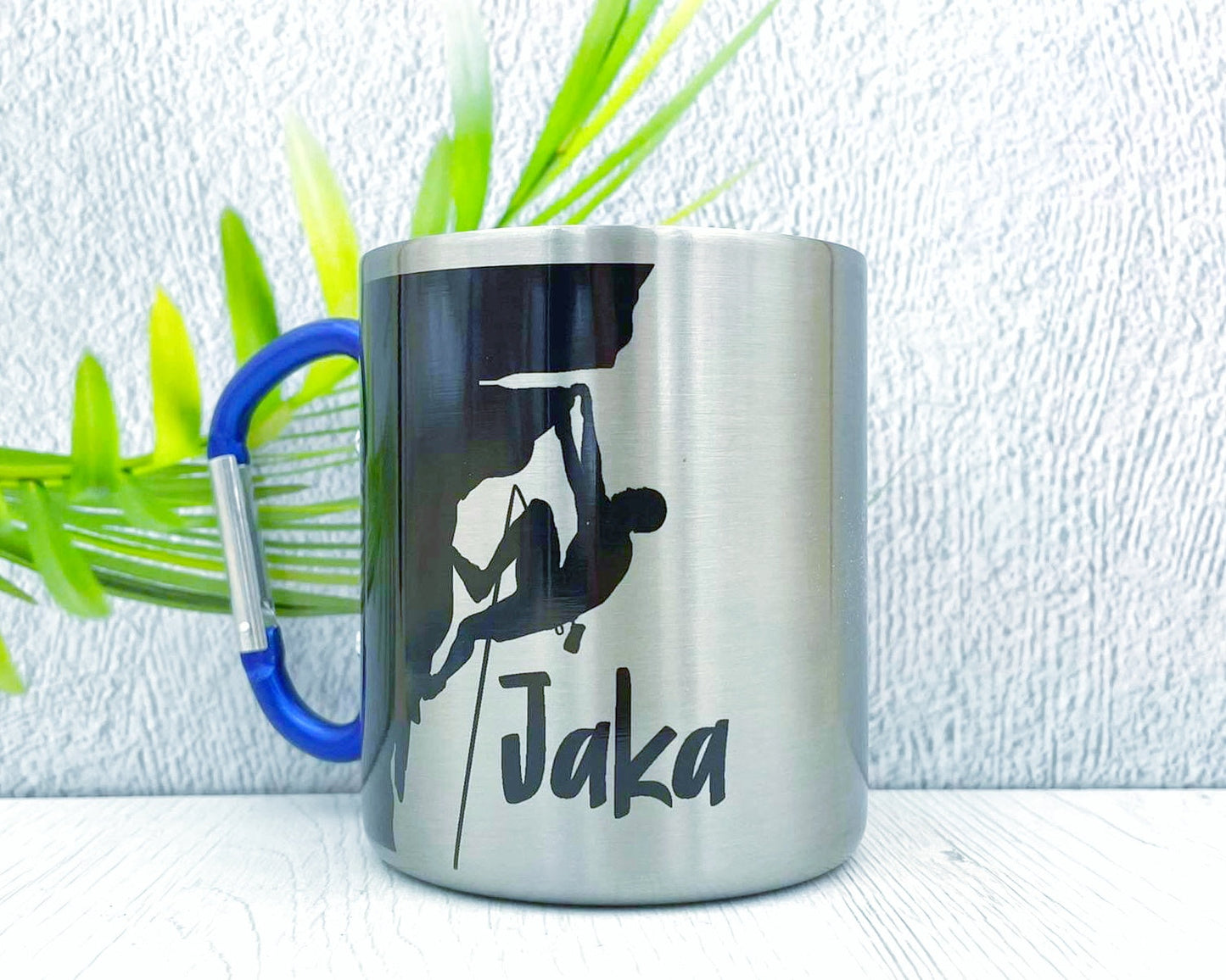 Bergsteiger - Personalisierte Metallbecher mit Karabinerhaken