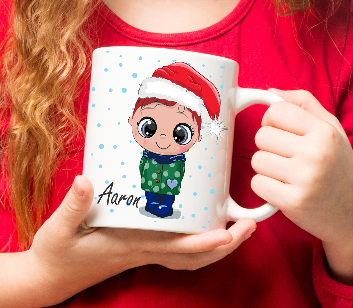 Personalisierte Weihnachtstasse aus Emaille oder Keramik