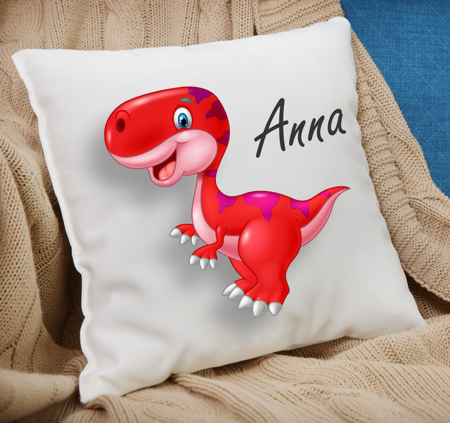Personalisiertes Kissen Dino Rot
