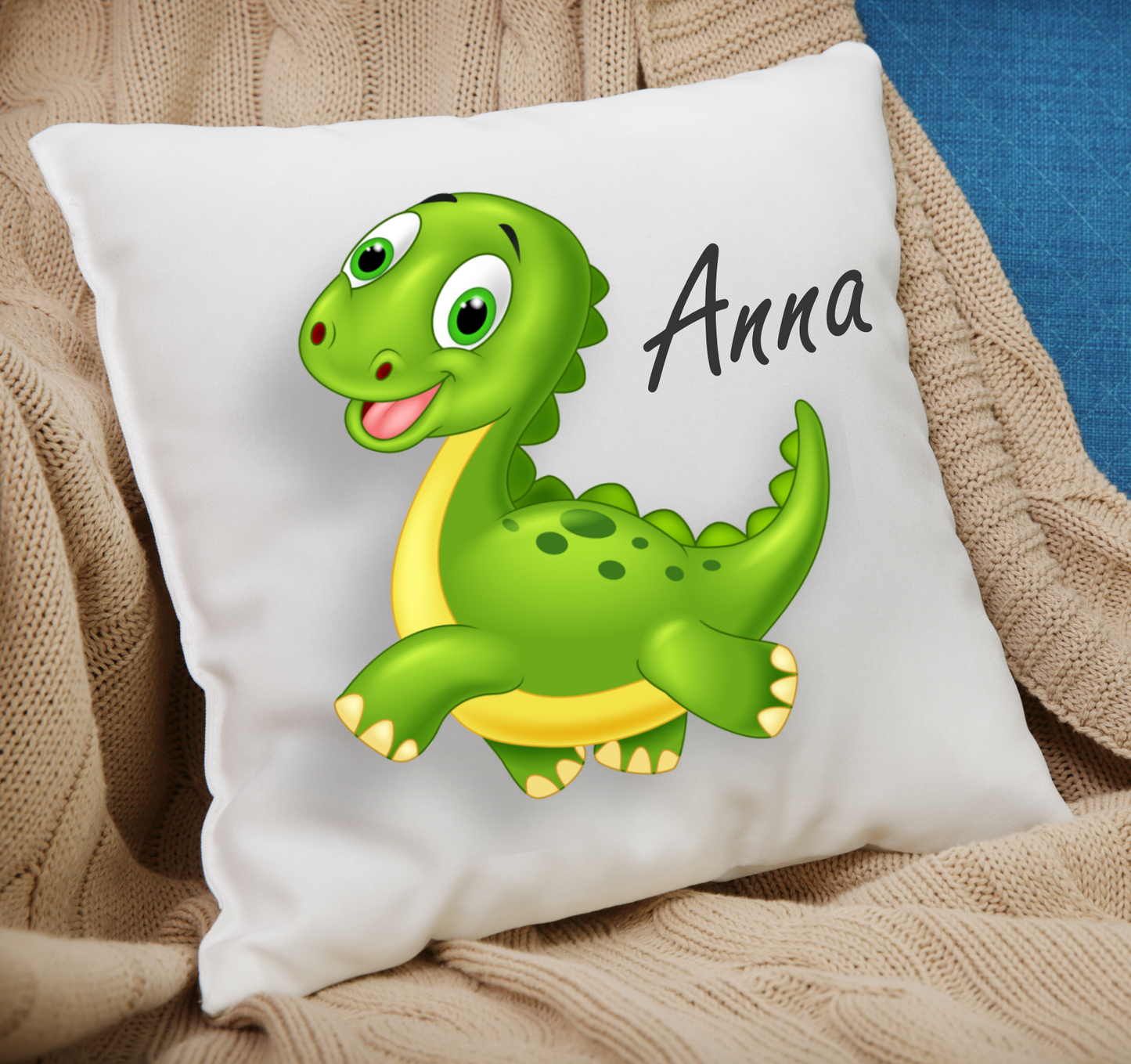 Personalisiertes Kissen Dino Grün