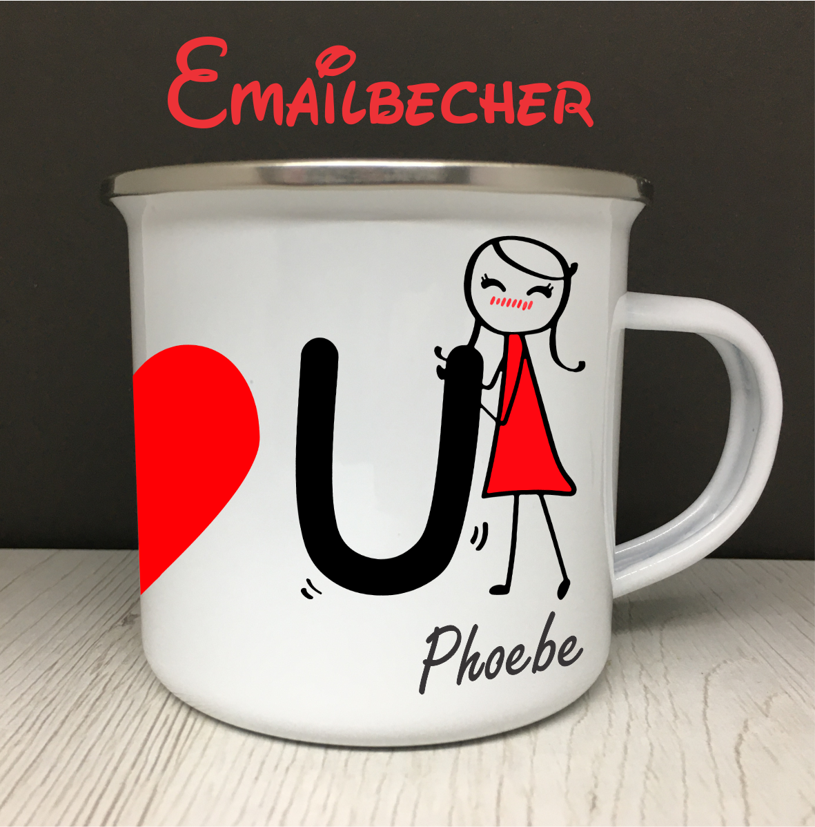 Personalisierte Tasse ich liebe dich (2 Tassen)