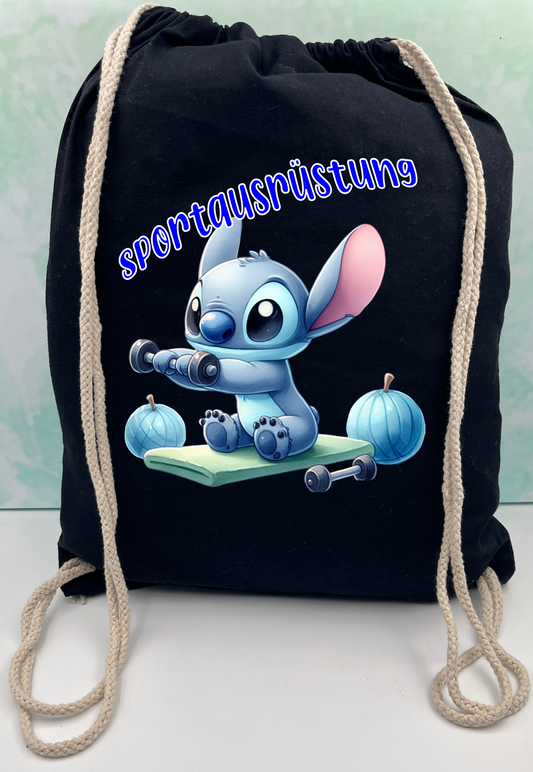 Schwarz Beutel für Kindergarten-Schule, Sportausrüstung-Stich personalisiert.
