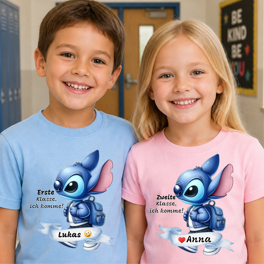 Stich Kinder-SHIRT für die erste Klasse, Erste Klasse, ich komme!