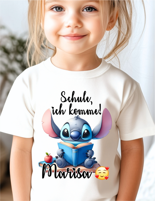 Kinder SHIRT zur ersten Klasse, Schule, ich komme! Stich Weiß