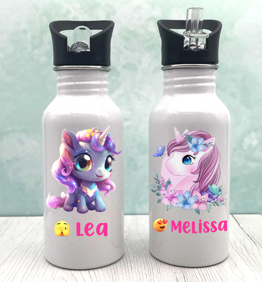 Kinderflasche „Einhorn-Auswahl“ – für Kindergarten oder Schule.