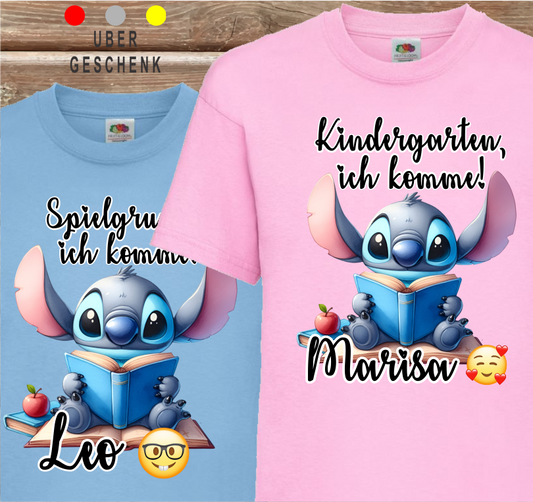 Kinder-SHIRT für Kindergarten, Schule, ich komme! Stich.