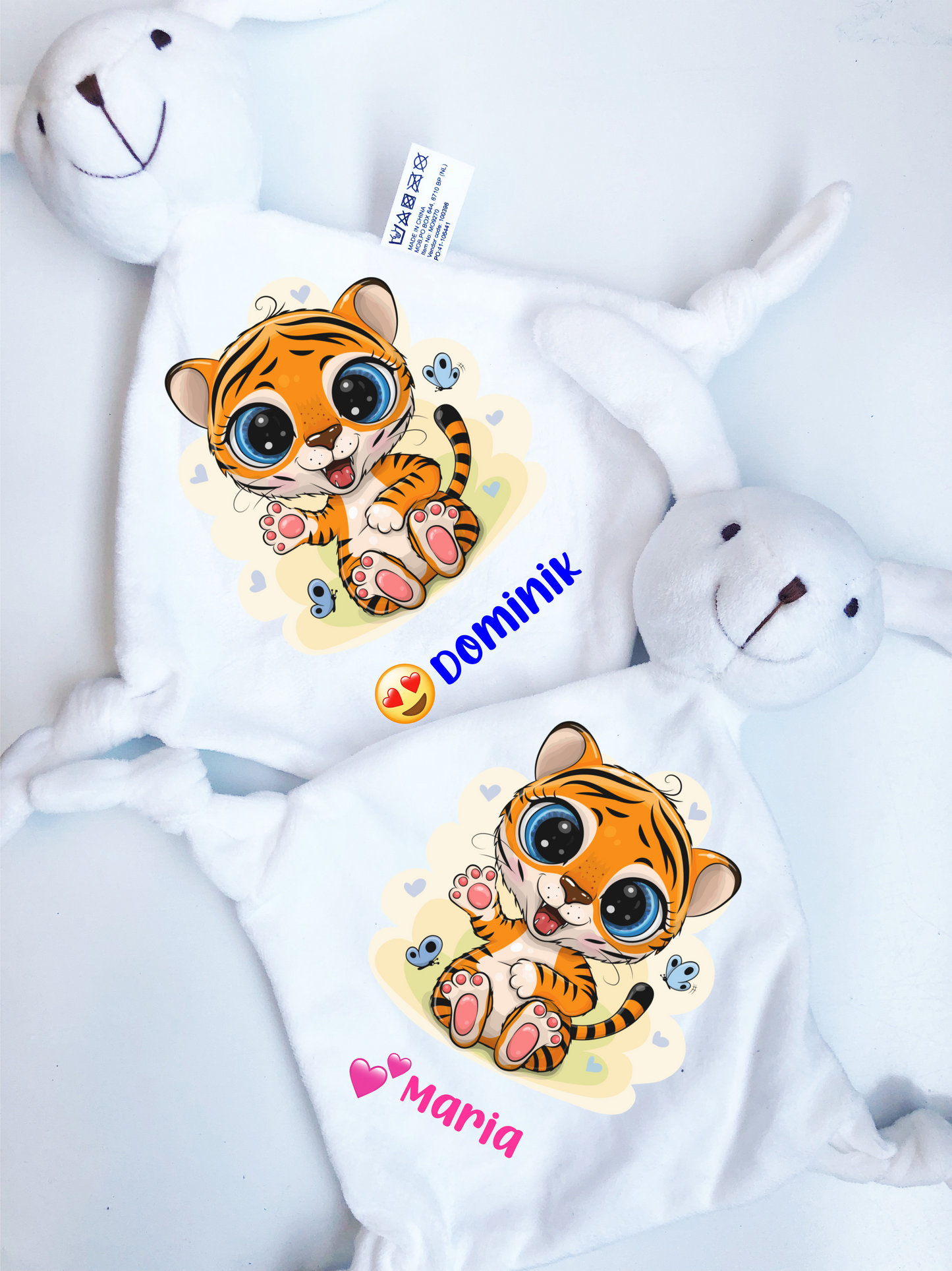 BABY KUSCHELTIER mit deinem Babynamen-Tiger