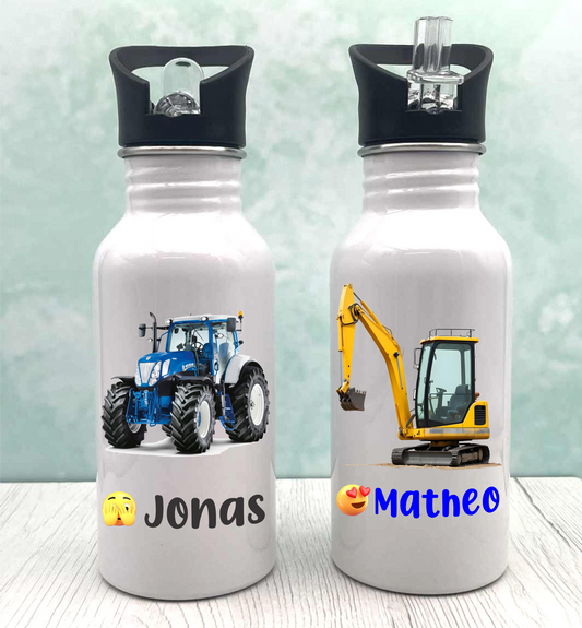 Kinderflasche „Fahrzeuge Auswahl“ – für Kindergarten oder Schule.