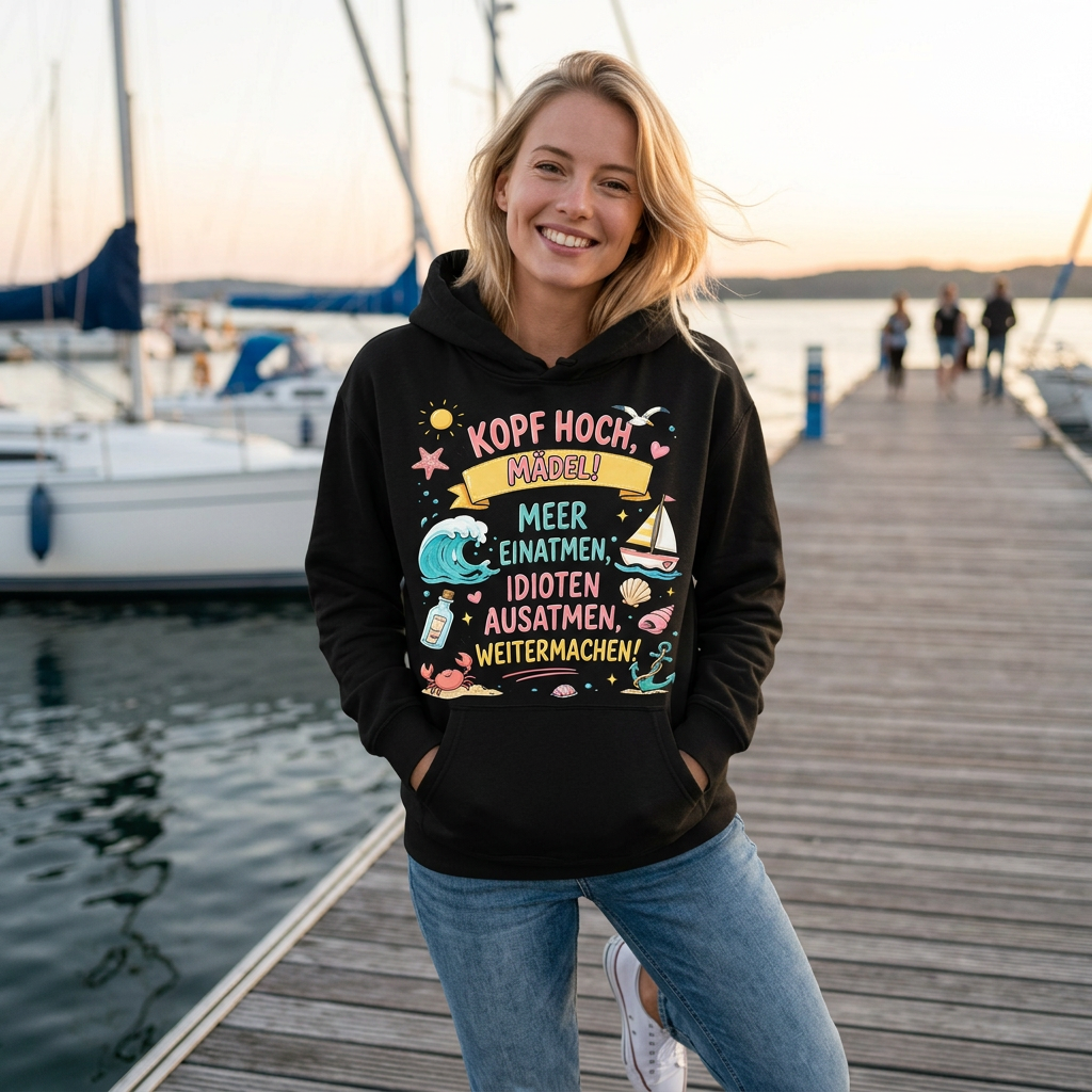 MEER EINATMEN, IDIOTEN AUSATMEN, T-Shirt oder Hoodie – Lustiges Geschenk mit Spruch-Geschenk für einen Freund