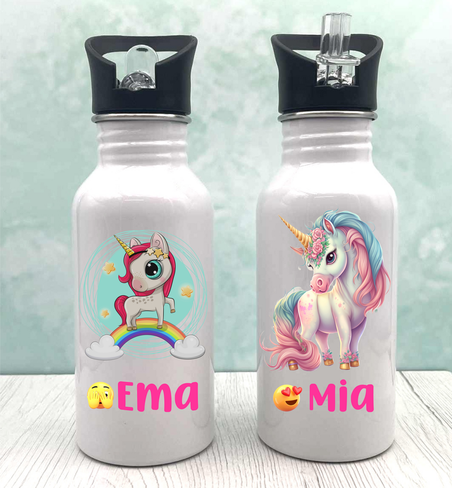 Kinderflasche „Einhorn-Auswahl“ – für Kindergarten oder Schule.