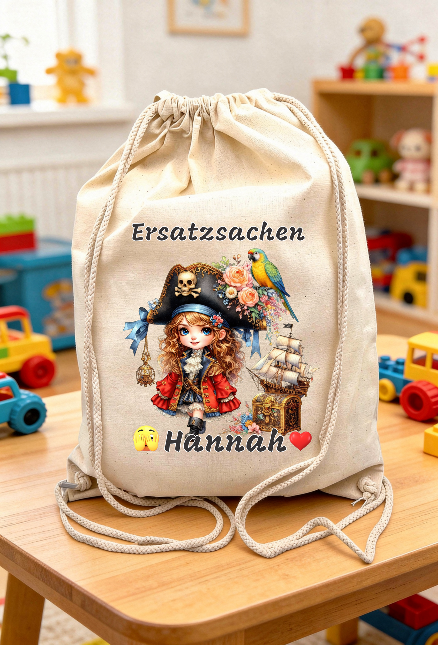 Personalizirane bombažne vrečke za vrtec/šolo, motiv gusarjev.