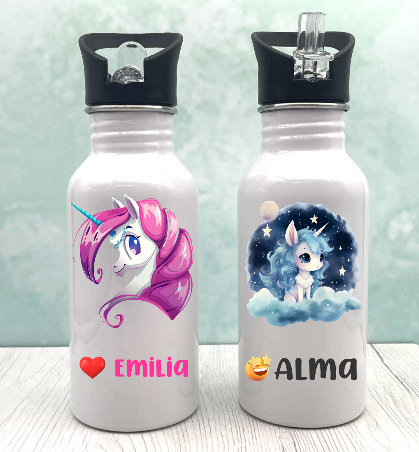 Kinderflasche „Einhorn-Auswahl“ – für Kindergarten oder Schule.