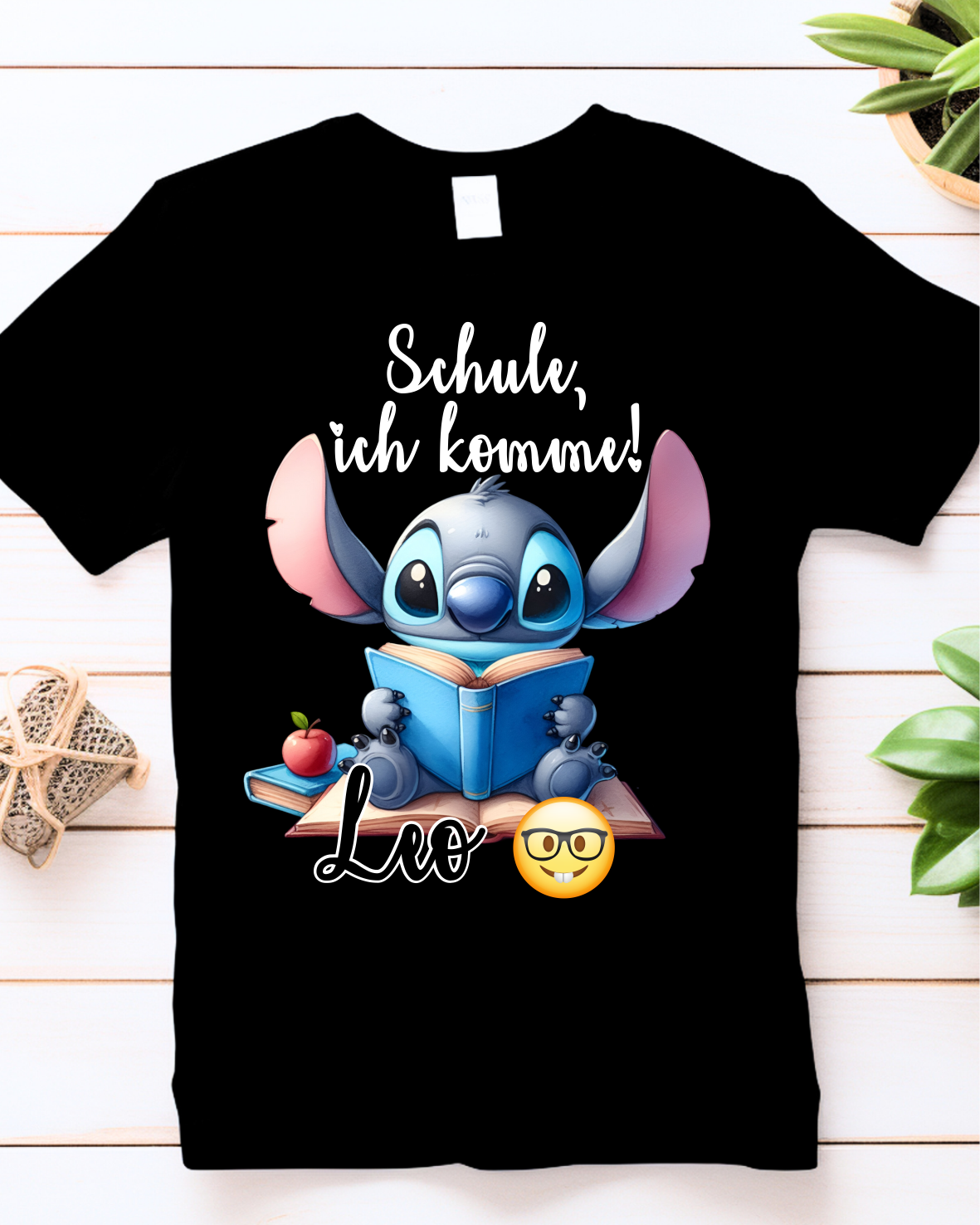 Kinder-SHIRT für die erste Klasse, Schule, ich komme! Stich Schwarz.