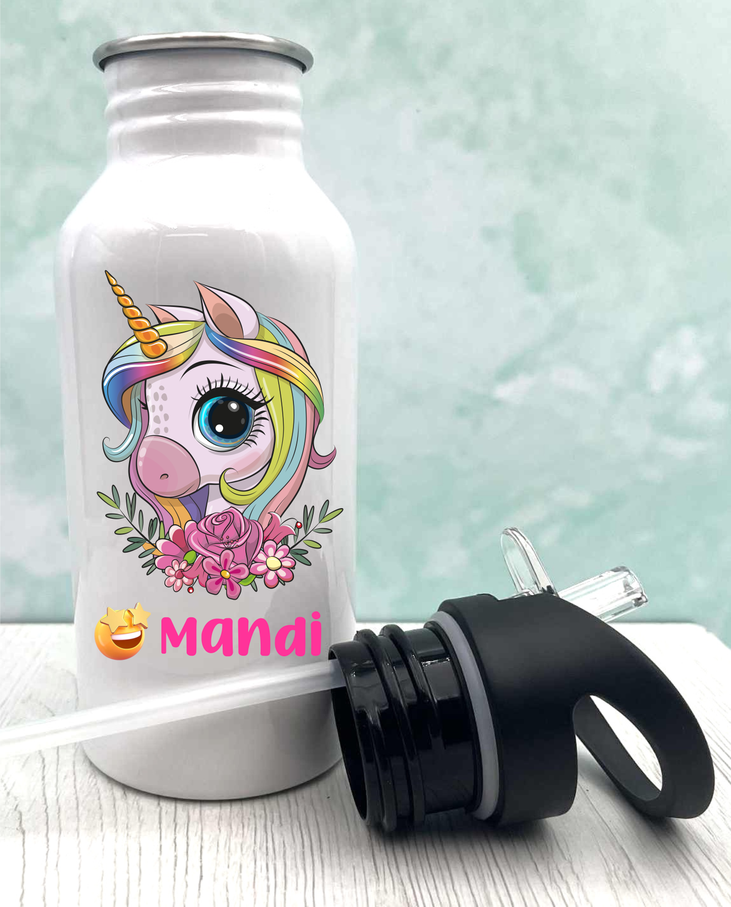 Kinderflasche „Einhorn-Auswahl“ – für Kindergarten oder Schule.