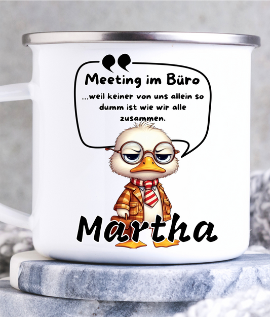 Emaillierte oder Keramiktasse „Meeting im Büro“.