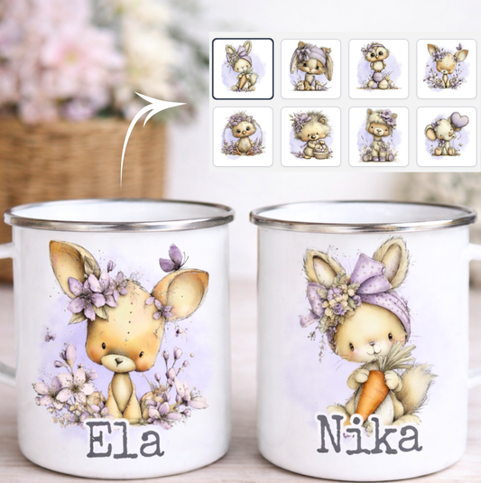 Becher/Kinderflasche  – „Ostern“ – Viola-Motive
