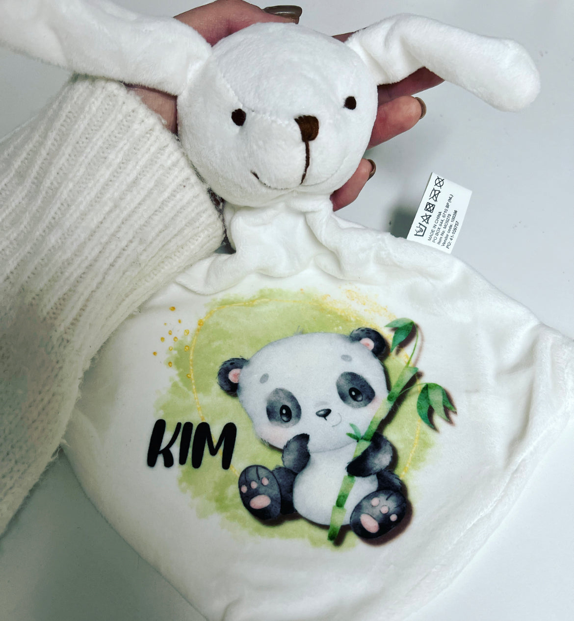 Personalisiertes BABY KUSCHELTIER-Panda-Design.