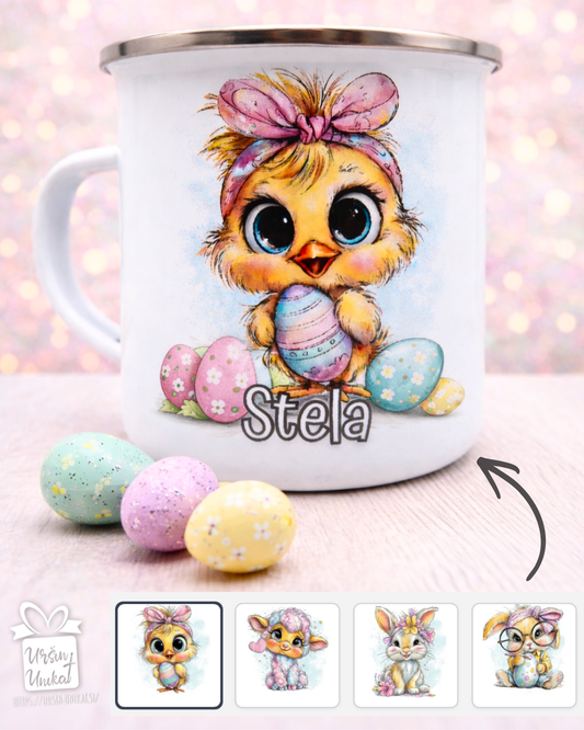 Becher/Kinderflasche  – „Pastellmotive“ – Ostern
