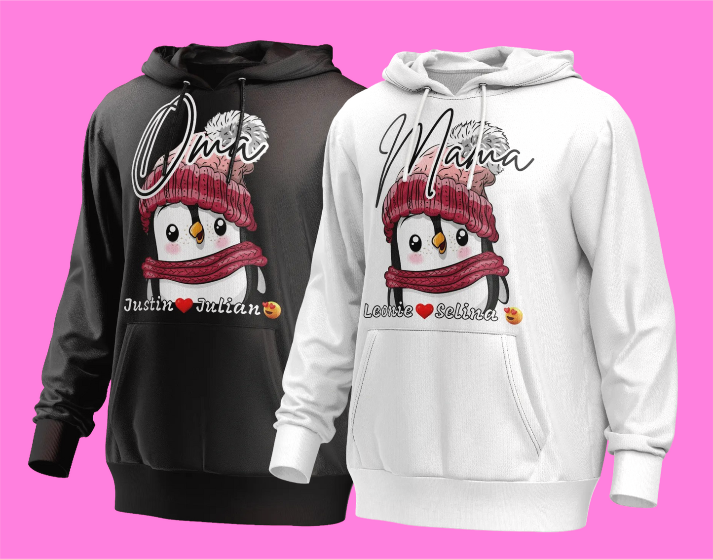 Valentinstag, Baumwolle, Hoodie, Mama,Oma, mit Kindername.