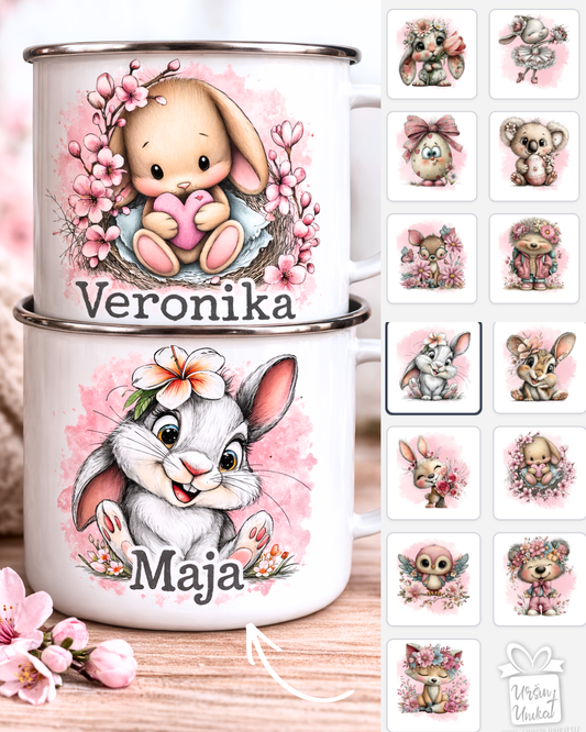 Becher/Kinderflasche  – „Ostern“ – Rosa Motive