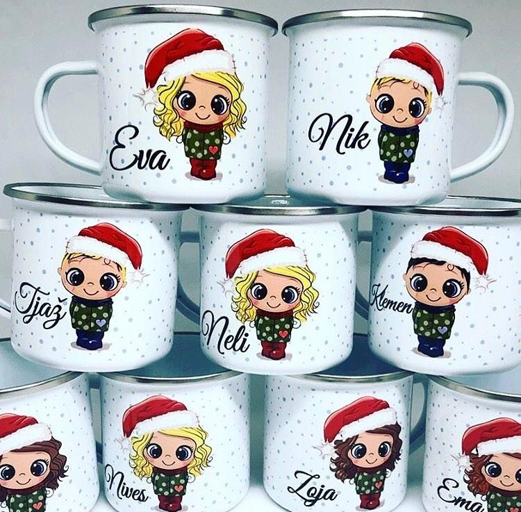Personalisierte Weihnachtstasse aus Emaille oder Keramik