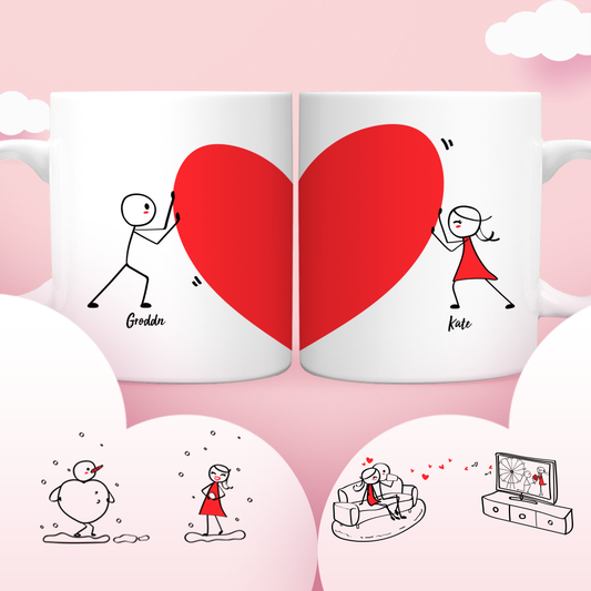 Personalisierte Tasse Herz (2 Tassen)
