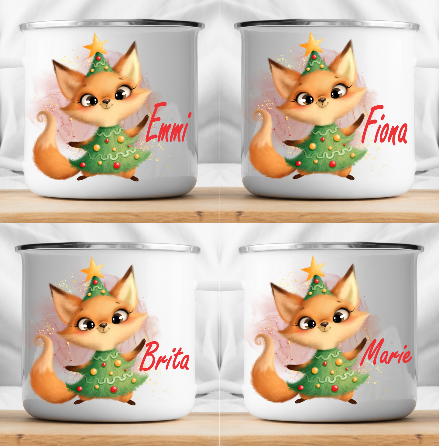 Personalisierte Weihnachts Glücklicher Fuchs-Tasse