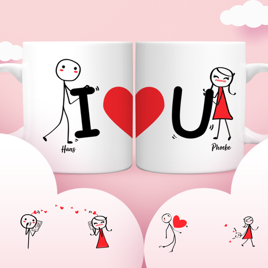 Personalisierte Tasse ich liebe dich (2 Tassen)
