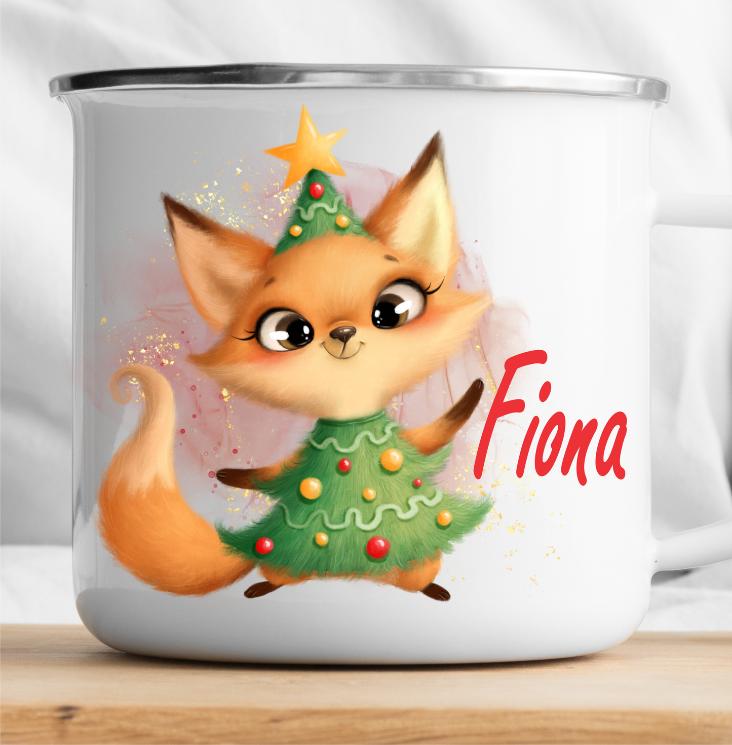 Personalisierte Weihnachts Glücklicher Fuchs-Tasse