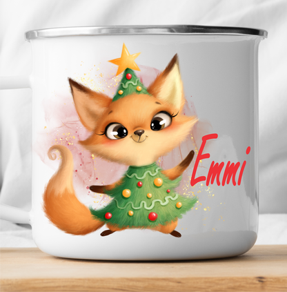 Personalisierte Weihnachts Glücklicher Fuchs-Tasse