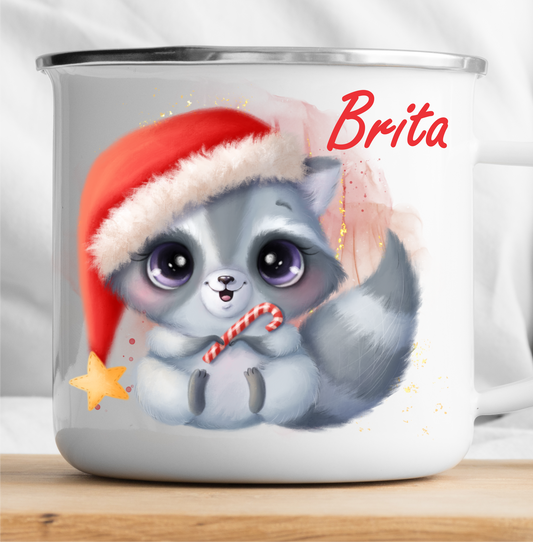 Personalisierte Weihnachtswaschbär-Tasse