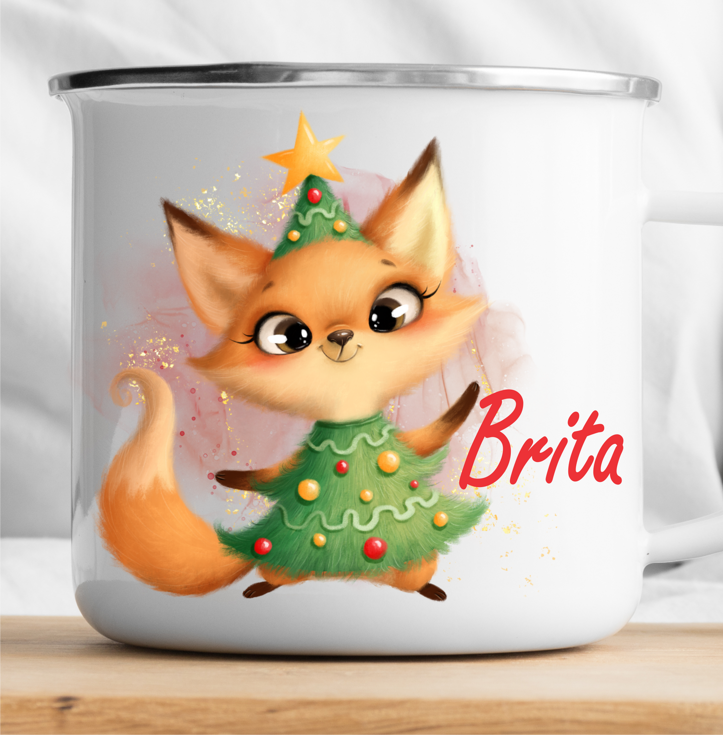 Personalisierte Weihnachts Glücklicher Fuchs-Tasse