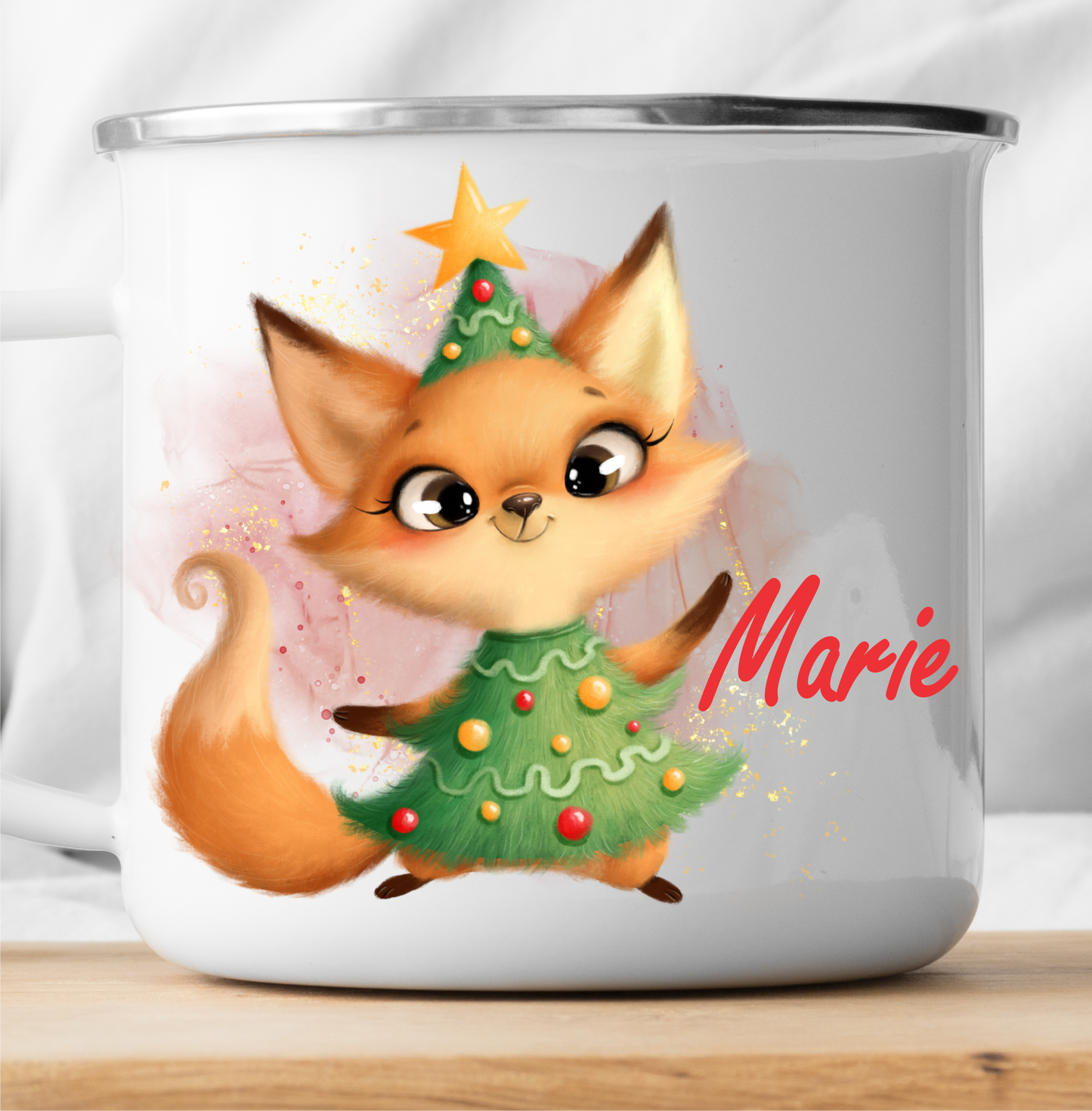 Personalisierte Weihnachts Glücklicher Fuchs-Tasse