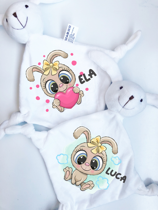 Personalisiertes BABY KUSCHELTIER-Osterhase-Design.