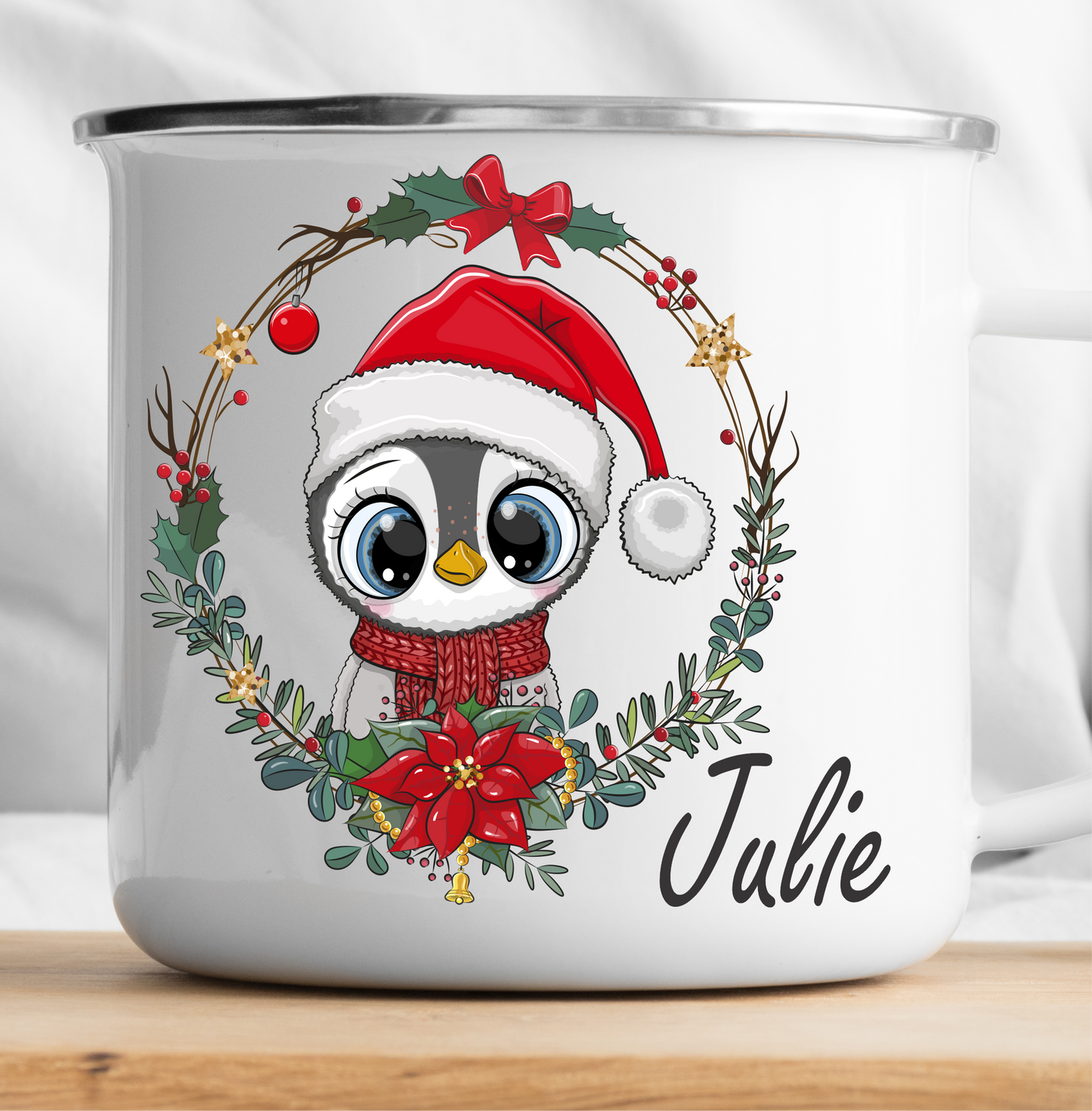 Personalisierte Weihnachtspinguin-Tasse