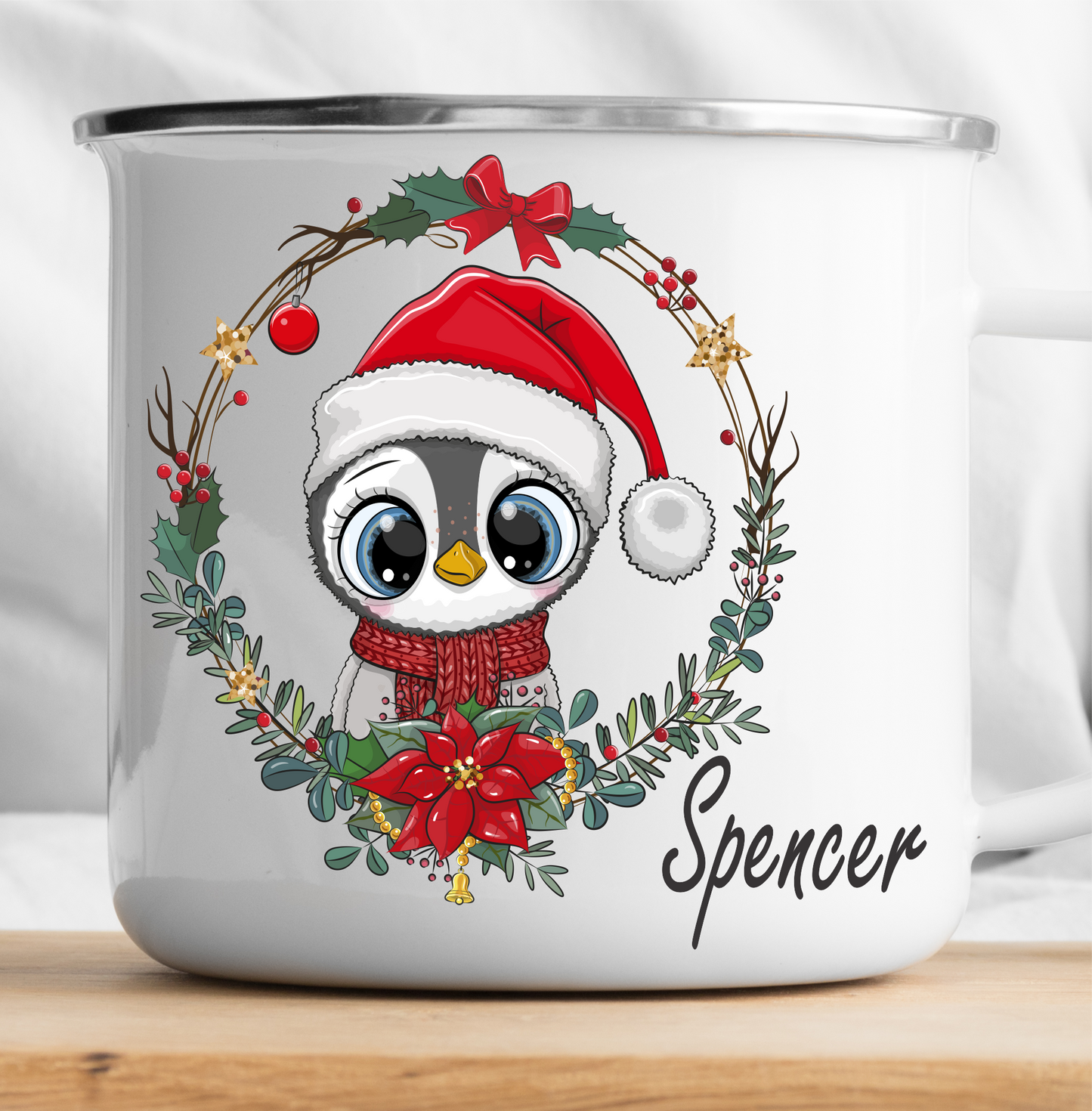 Personalisierte Weihnachtspinguin-Tasse