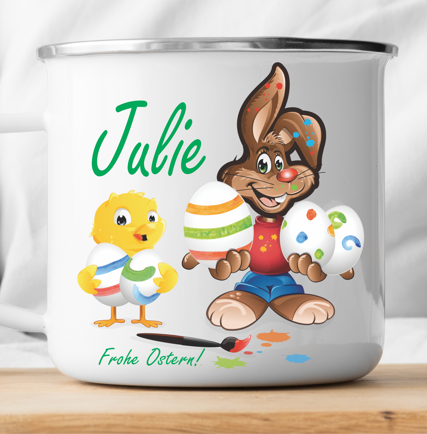 Personalisierte Frohes Osterhase und Huhn