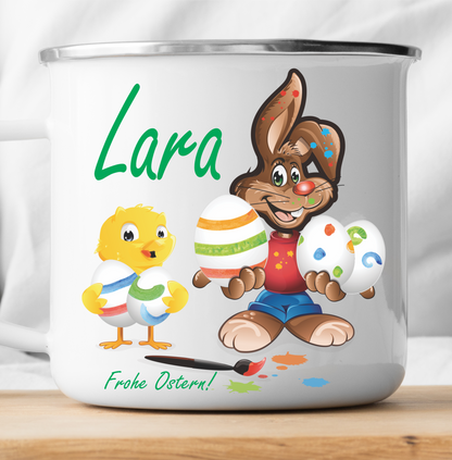 Personalisierte Frohes Osterhase und Huhn